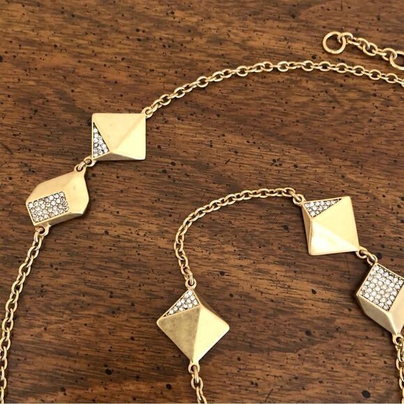 J.Crew | Pave Geometric Station Necklace | 32” Adjustable - Picture 3 of 4